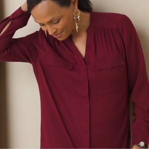 Chicos Satin Tunic in Cranberry Spice!